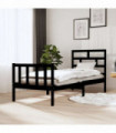 Bed Frame Black Solid Wood Pine 75x190 cm 2FT6 Small Single