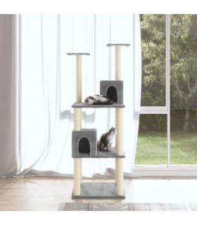 Cat Tree with Sisal Scratching Posts Light Grey 141 cm