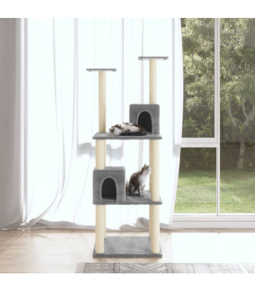 Cat Tree with Sisal Scratching Posts Light Grey 141 cm