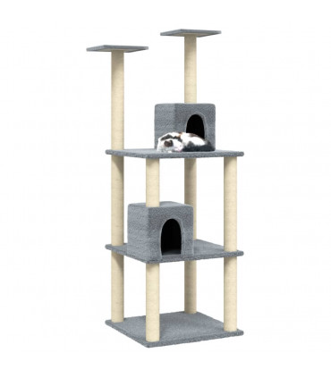 Cat Tree with Sisal Scratching Posts Light Grey 141 cm