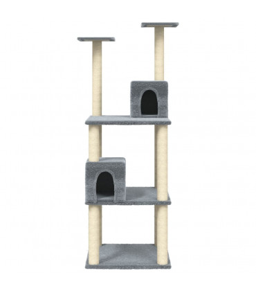 Cat Tree with Sisal Scratching Posts Light Grey 141 cm