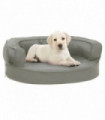 Ergonomic Dog Bed Mattress 60x42 cm Linen Look Grey