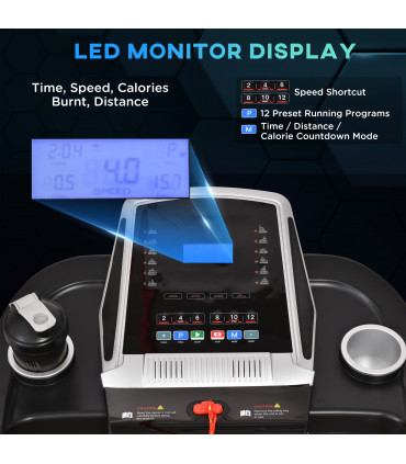 Folding 12km/h Electric Treadmill Running Machine Incline LED Display HOMCOM