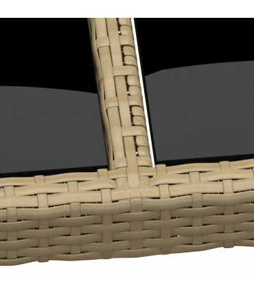 Garden Table 150x90x75 cm Tempered Glass and Poly Rattan Beige