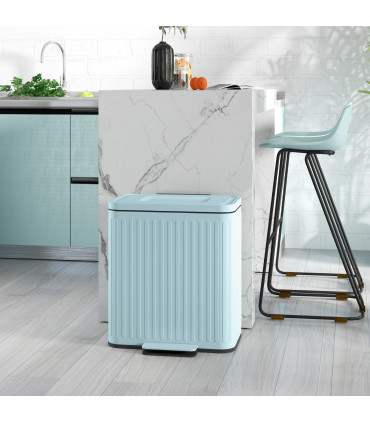 HOMCOM 2 x 20L Double Rubbish Bin, Pedal Bin with Soft-Close Lid, Light Green