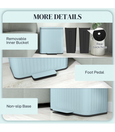 HOMCOM 2 x 20L Double Rubbish Bin, Pedal Bin with Soft-Close Lid, Light Green