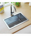 Handmade Kitchen Sink with Strainer Stainless Steel