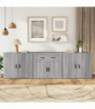 vidaXL Sideboards 3 pcs Grey Sonoma Engineered Wood
