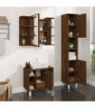 vidaXL 3 Piece Bathroom Cabinet Set Brown Oak Engineered Wood