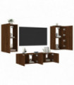vidaXL 4 Piece TV Wall Units with LED Brown Oak Engineered Wood