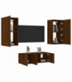 vidaXL 4 Piece TV Wall Units with LED Brown Oak Engineered Wood