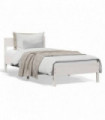 vidaXL Bed Frame with Headboard White 90x190 cm Single Solid Wood Pine