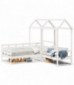 vidaXL Day Bed and Bench Set with Roof White 80x200 cm Solid Wood Pine