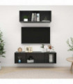 2 Piece TV Cabinet Set High Gloss Grey Engineered Wood