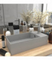 Bathroom Sink with Overflow Ceramic Light Grey