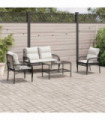 vidaXL 4 Piece Garden Sofa Set with Cushions Black Poly Rattan
