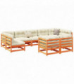 vidaXL 9 Piece Garden Sofa Set Wax Brown Solid Wood Pine