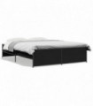 vidaXL Bed Frame Black 150x200 cm King Size Engineered Wood and Metal