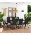 vidaXL 9 Piece Garden Dining Set Black