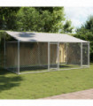 vidaXL Dog Cage with Roof and Doors Grey 4x2x2 m Galvanised Steel