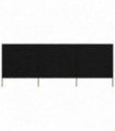 3-panel Wind Screen Fabric 400x160 cm Black