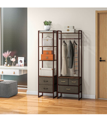 HOMCOM 4-Tier Bookshelf Bookcase with 2 Fabric Drawers for Bedroom Study