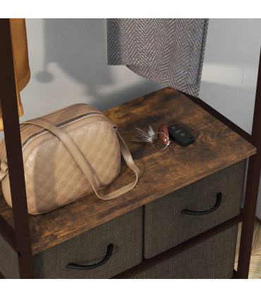 HOMCOM 4-Tier Bookshelf Bookcase with 2 Fabric Drawers for Bedroom Study