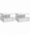HOMCOM Nightstand Set of 2, Wall Mounted Bedside Cabinet, High Gloss White