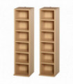 Set of 2 CD Media Display Shelf Unit Tower Rack w/ Adjustable Shelves Wood Color