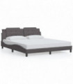 vidaXL Bed Frame with Headboard Grey 180x200 cm Super King Faux Leather