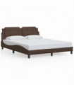 vidaXL Bed Frame with LED Lights Brown 160x200 cm Faux Leather