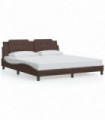 vidaXL Bed Frame with LED Lights Brown 180x200 cm Super King Faux Leather