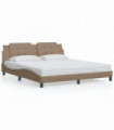 vidaXL Bed Frame with LED Lights Cappuccino 180x200 cm Super King Faux Leather