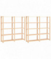 5-Tier Storage Racks 2 pcs 170x38x170 cm Solid Pinewood 500 kg