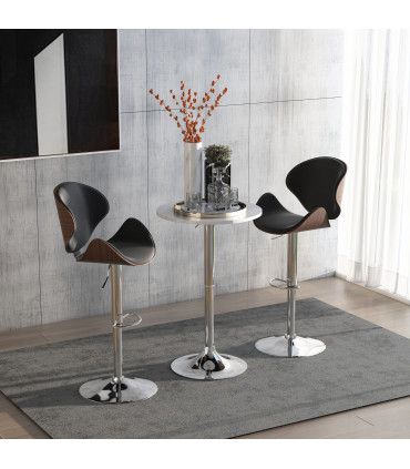 60cm Adjustable Height Round Bar Table w/ Swivel Top Metal Frame White