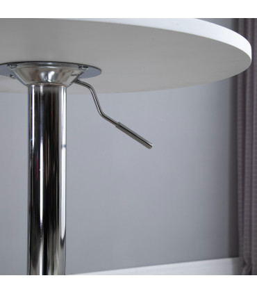 60cm Adjustable Height Round Bar Table w/ Swivel Top Metal Frame White