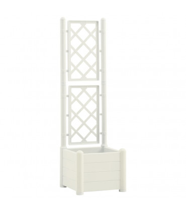 Garden Planter with Trellis 43x43x142 cm PP White