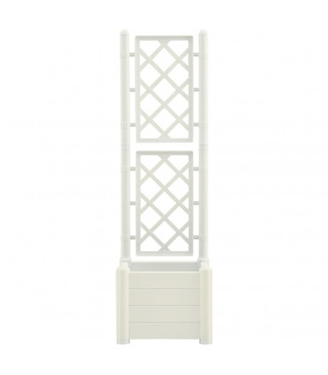 Garden Planter with Trellis 43x43x142 cm PP White