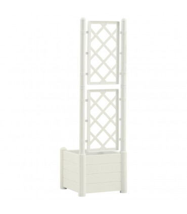 Garden Planter with Trellis 43x43x142 cm PP White