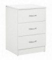 HOMCOM Modern 3 Drawers Side Cabinet Wooden Bedside Table White