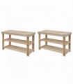2-in-1 Shoe Rack with Bench Top 2 pcs Solid Wood