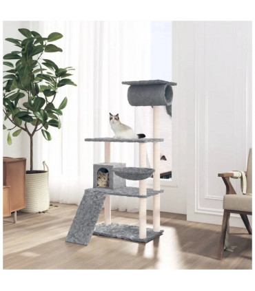 Cat Tree with Sisal Scratching Posts Light Grey 131 cm