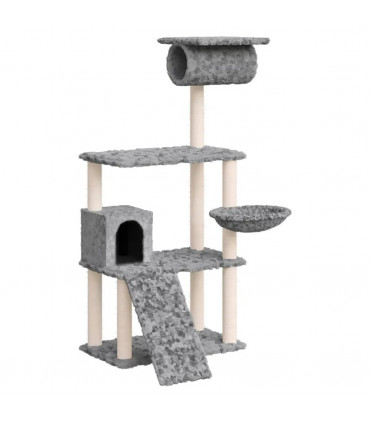 Cat Tree with Sisal Scratching Posts Light Grey 131 cm