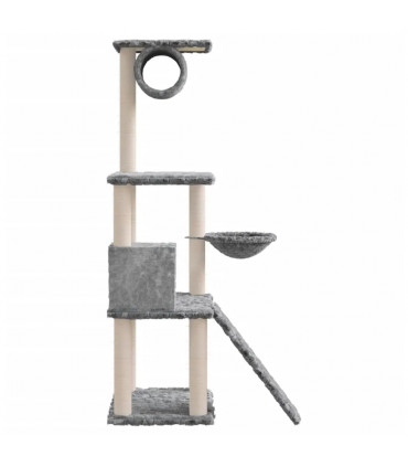Cat Tree with Sisal Scratching Posts Light Grey 131 cm