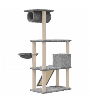 Cat Tree with Sisal Scratching Posts Light Grey 131 cm