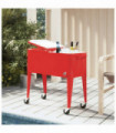 Cooler Cart with Wheels Red 92x43x89 cm