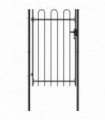 Fence Gate Single Door with Arched Top Steel 1x1.5 m Black