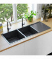 vidaXL Handmade Kitchen Sink Black Stainless Steel