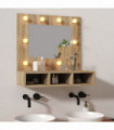 Mirror Cabinet with LED Sonoma Oak 60x31.5x62 cm