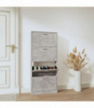 Shoe Cabinet Concrete Grey 59x17x150 cm Engineered Wood